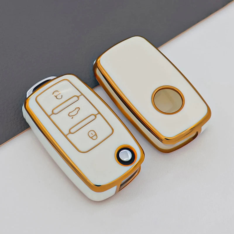 For VW Golf Polo Bora Beetle Tiguan for SKODA Fabia Superb for SEAT Leon Toledo Altea Ibiza TPU Remote Key Fob Case Cover