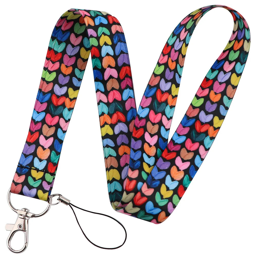 Tejesa Heart Lanyard Simple Style Neck Strap for Key ID Card Cell Phone Straps Badge Holder DIY Hanging Rope Neckband Accessories