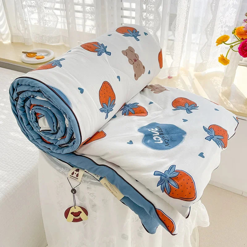 Quilt Double Layer Yarn Soybean Fiber Mother And Baby Grade Soft Glutinous Summer Cool Quilt Comfortable Breathable Home Textile