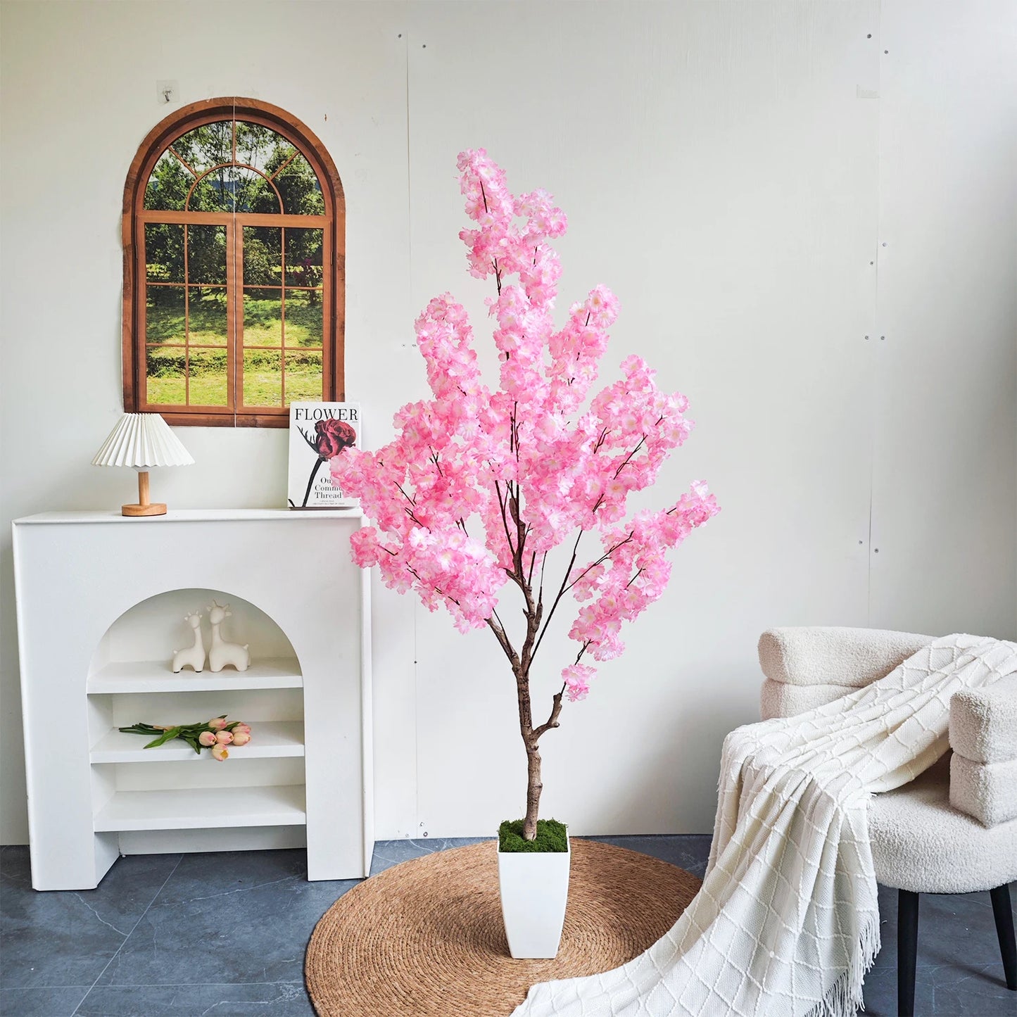 Tejesa 160-210CM Artificial cherry blossom tree plant Indoor outdoor Ornament fake plant for home wedding party living room decoration