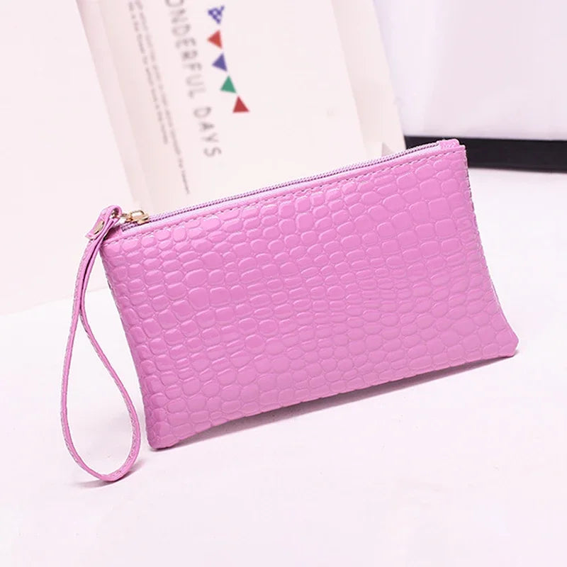 Hemasa Crocodile Pattern  Wallet Litchi Grain Coin Purse Female Bag Wrist Bags Zipper Phone Pocket Credit Card Holder