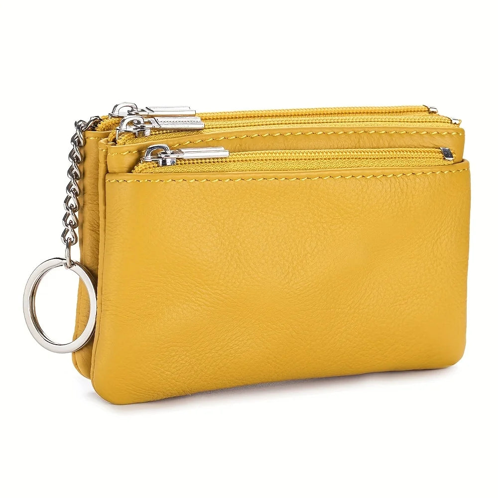 Hot sale Geniune Leather Lady's Coin Purses Short zipper Chain Wallets high quality Card Holders Small Mini Key Wallets Women