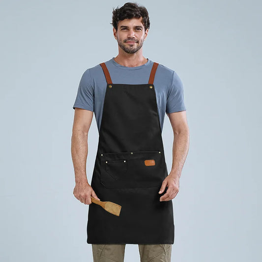 1pcs Kitchen Waterproof Apron,Chef Apron for Men Women,Cotton Canvas Household Work Aprons for Shop Garden Restaurant Cafe