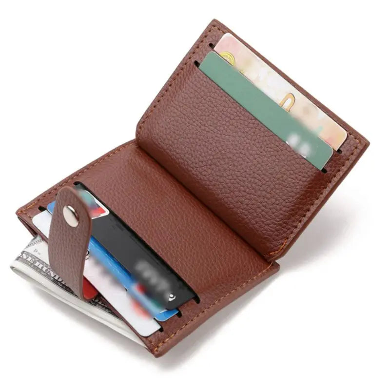 Fashion Leather Men Slim Money Case Credit Card Holder Coin Pocket