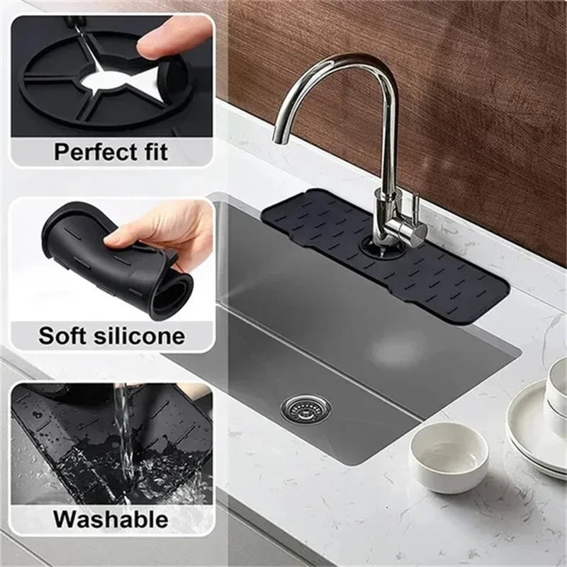 Hemasa Kitchen Gadgets Silicone Absorbent Pad Shelf Sink Splash Catcher Protective Mat Bathroom Drain Mat