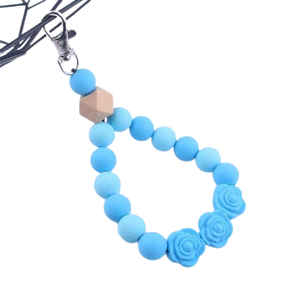 Hemasa Colorful Rose Silicone Beads Keychain Lobster Clasp Bracelet Keyring For Women