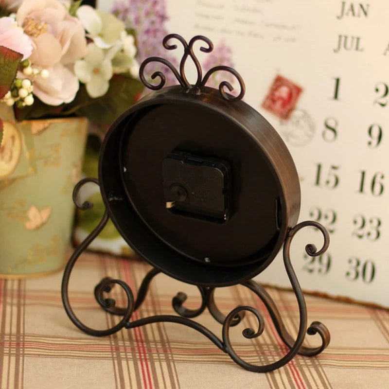 vintage Roman Table Clocks Silent Non Ticking Roman Retro Art Desk Clock for Living Room Bedroom Office