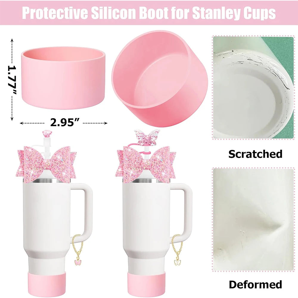 Hemasa Charm accessories,bow and diamond straw cap for Cup 40/30 oz accessories with Charm Chain Unlimited for Tumbler