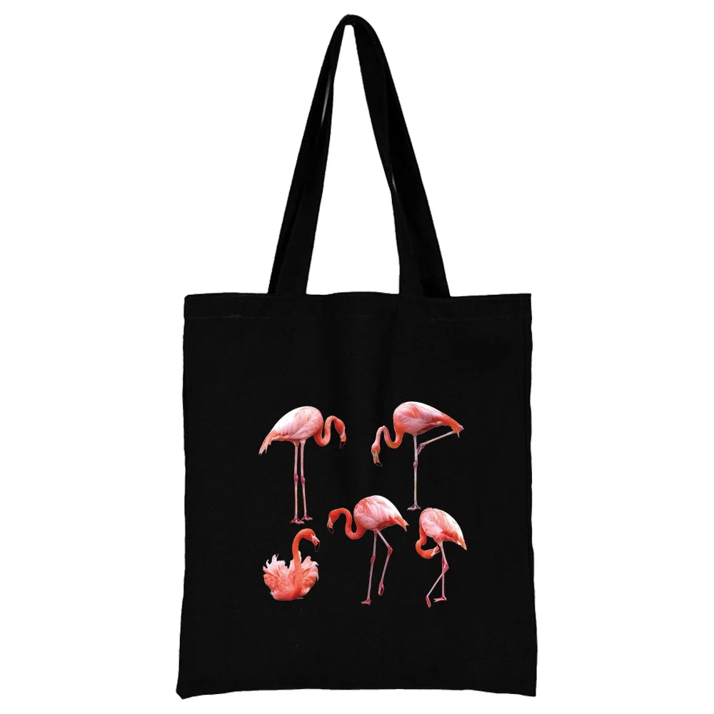 Tejesa Canvas Shopping Bag for Women /Shoulder Bags / Grocery Handbags /flamingo Print  Jute Bag