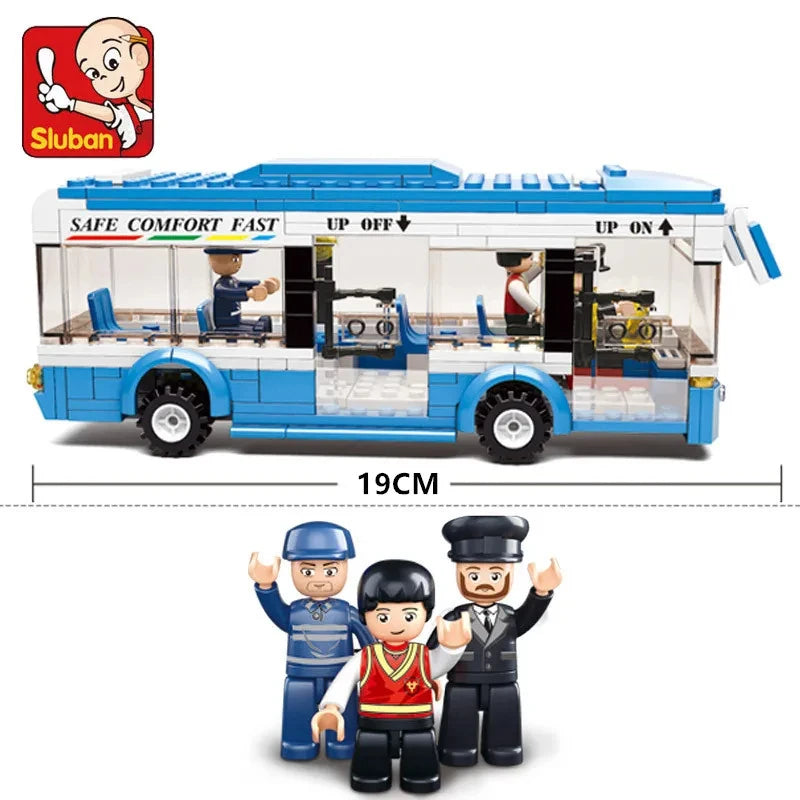 238PCS City Single Decker Express Bus Car Model Building Blocks Urban Transport Model Bricks Set With Figures Toy Gifts For Kids