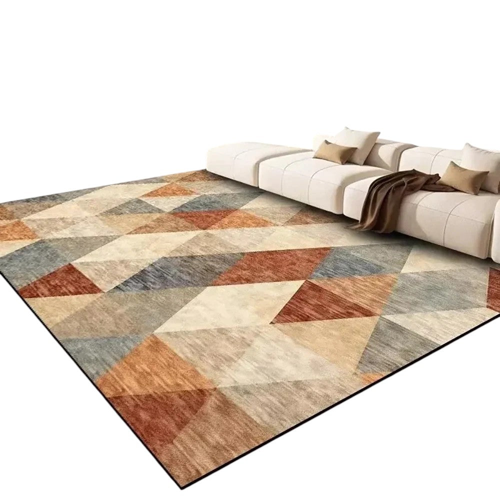 Tejesa  Large Flannel Rug Luxury Plaid Non-Slip Living Room Bedroom Mat Stain Resistant Washable Bedside Home Decor Rug