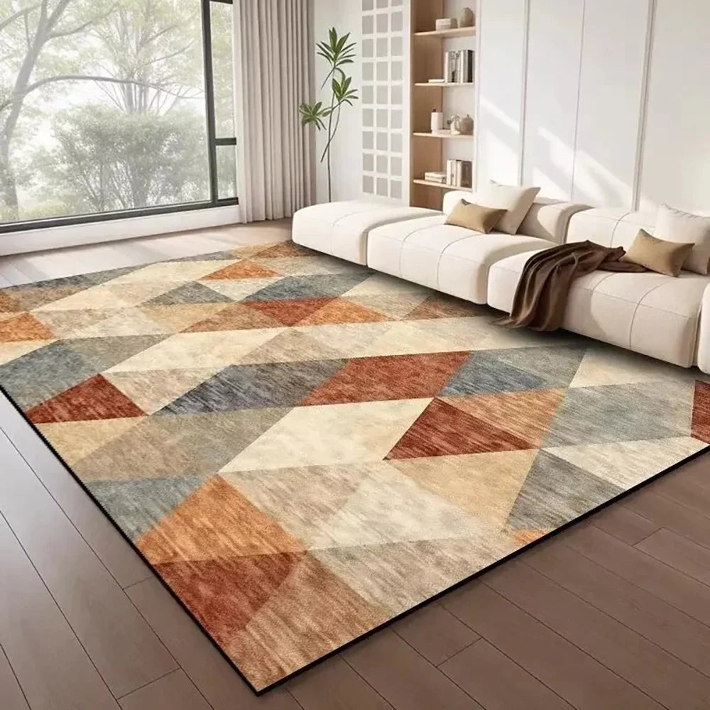 Tejesa  Large Flannel Rug Luxury Plaid Non-Slip Living Room Bedroom Mat Stain Resistant Washable Bedside Home Decor Rug
