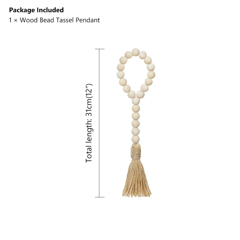 DIY Wooden Home Decoration Handmade Garland With Jute Rustic Tassel Wood Bead Garlands For Rattan Macrame Wall Hanging Boho Gift