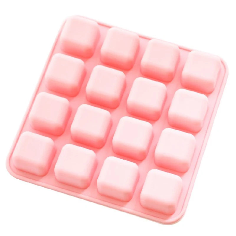 Hemasa 16-Hole Square Chocolate Mold/ Silicone Cake Pudding Dessert Mould