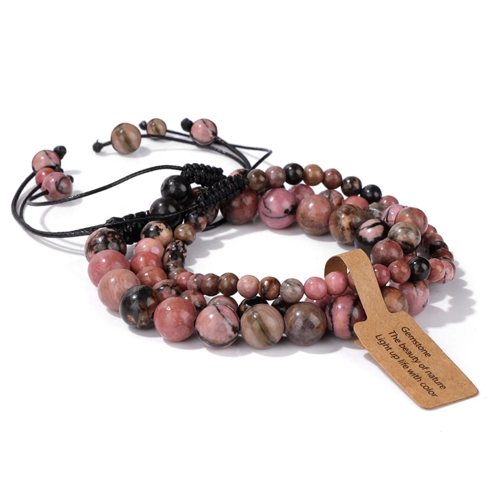 Tejesa  3pcs  Amazonite Bracelets for Women Men 4/6/8mm Beads Braided Bracelet Handmade Adjustable Wristbands Jewelry