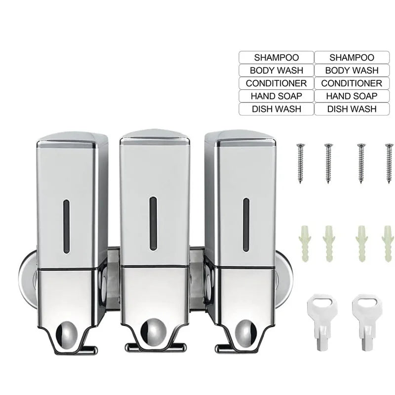 Hemasa 500Ml Manual Press Liquid Soap Dispenser /Wall Mount Soap Shampoo Gel Shower Liquid Container for Bathroom