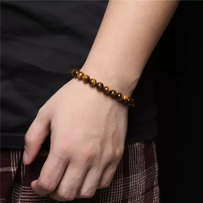 Tejesa  8mm  Natural Tiger Eyes Bracelet Men Women / Stone Braclet Yoga Meditation Braclet For Him