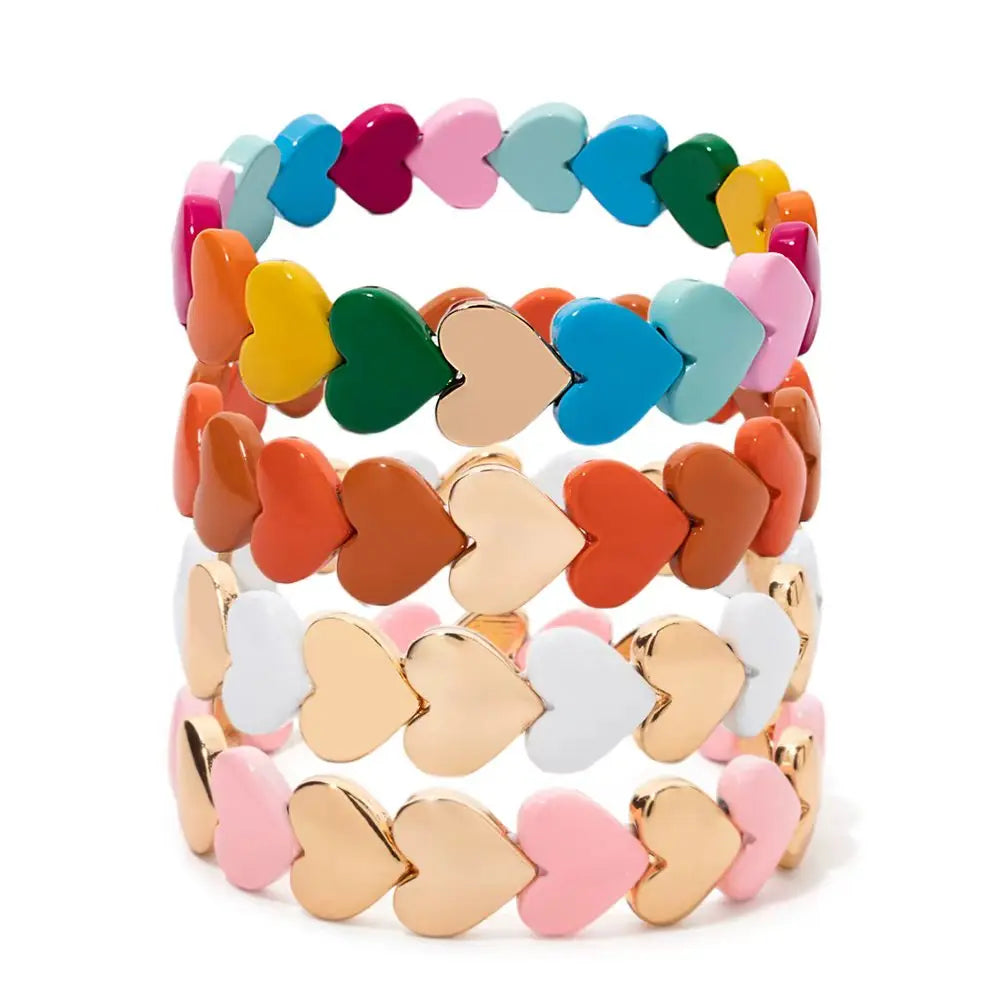 Tejesa  Handmade Colorful Rainbow  Beaded Elastic Bangle For Women