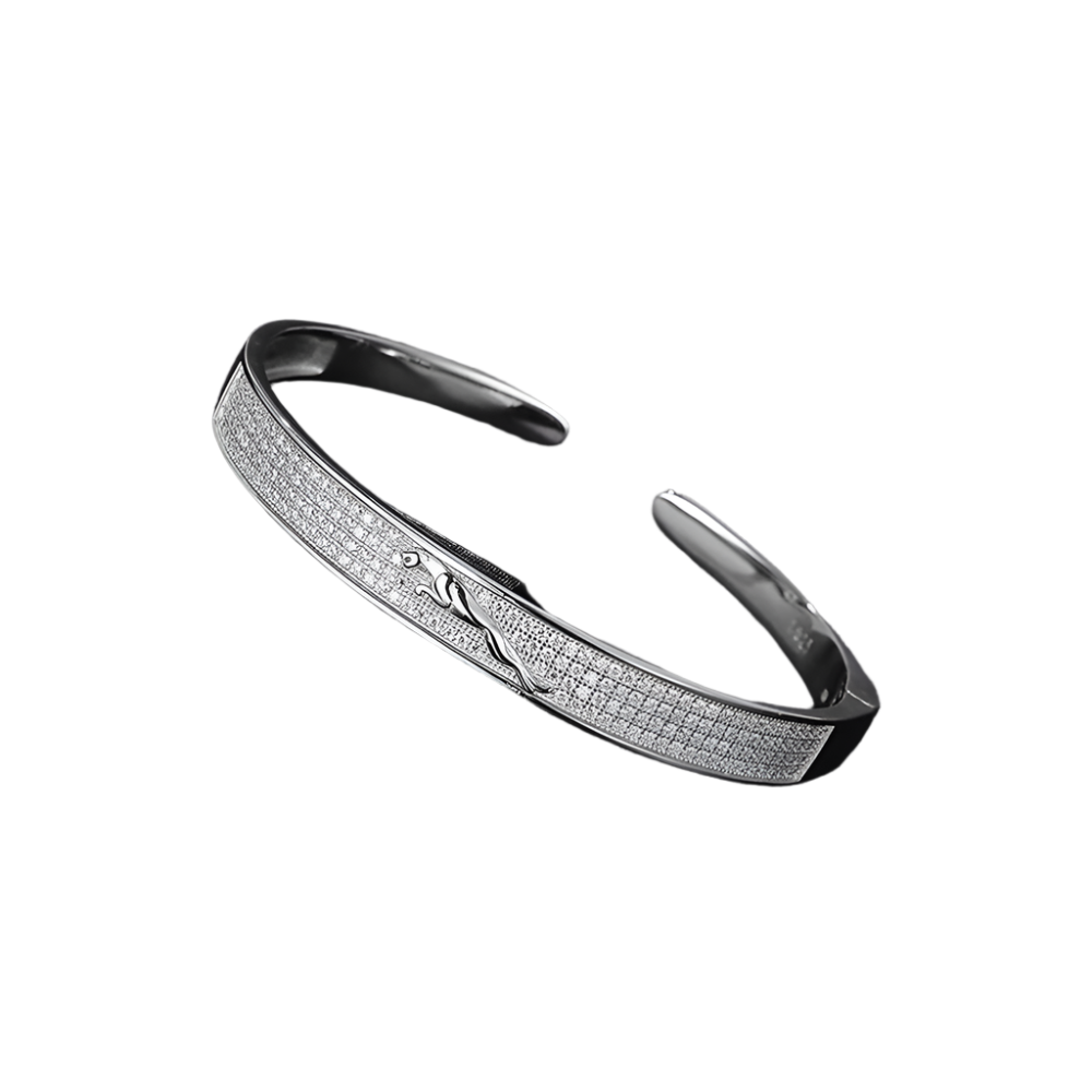 Hemasa Real Moissanite Cuff Bracelet For Men Women 925 Sterling Silver Diamond Open Bangle