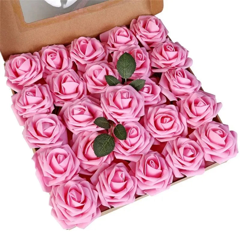Rose Artificial Flowers 15/25/100pcs Foam Fake Roses Wedding Bouquets Centerpieces Mothers Day Valentines Gifts Party Decoration