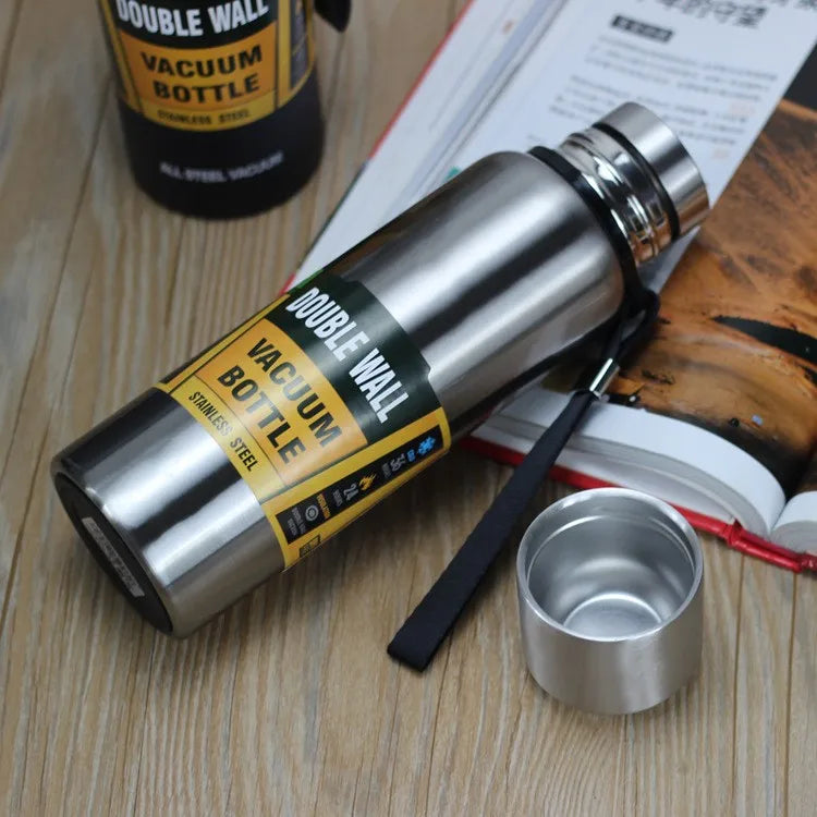 Hemasa 800/1000/1500ml Large Capacity All Steel Stainless Steel Thermos Vacuum Flask Portable Insulated Tumbler with Rope