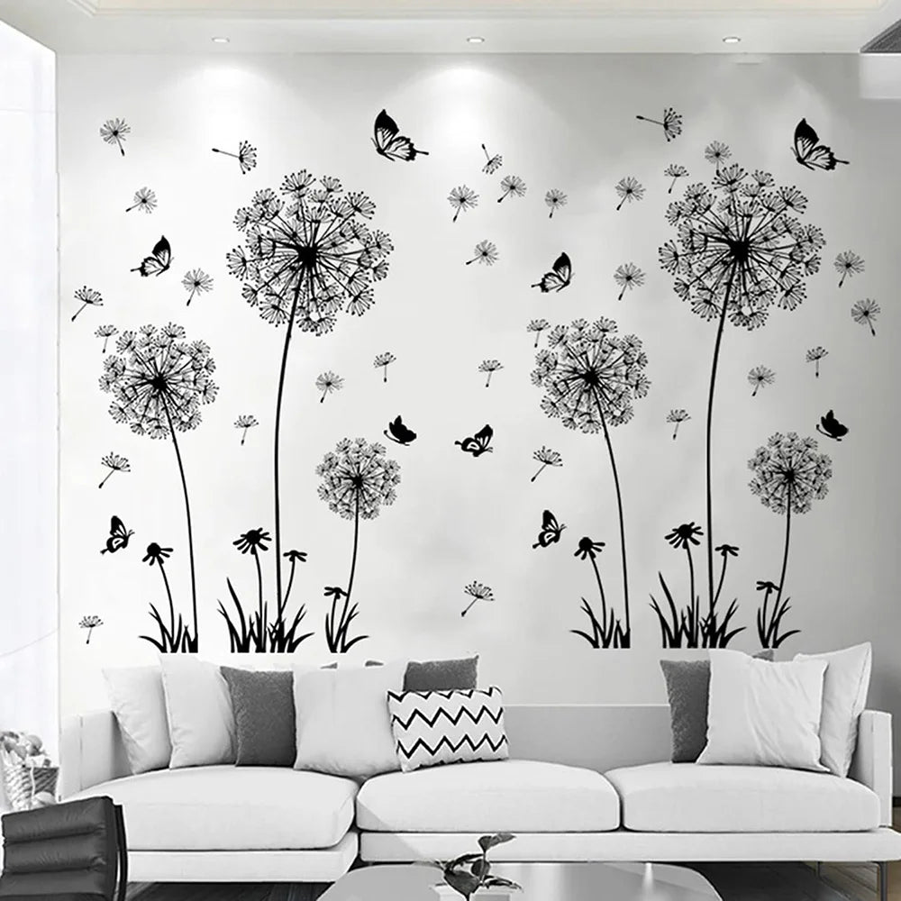 Hemasa Black Dandelion Wall Stickers Household  Decor Decals Mural Art Poster On The Wall