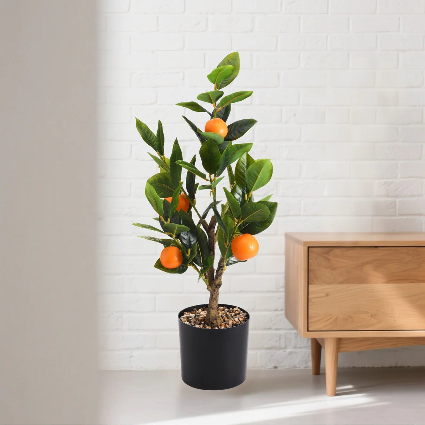 60cm 23.6inch Artificial Potted Plants Fake Orange Tree Artificial Citrus Fruit Plant with Black Pot Faux Plants Indoor Decor