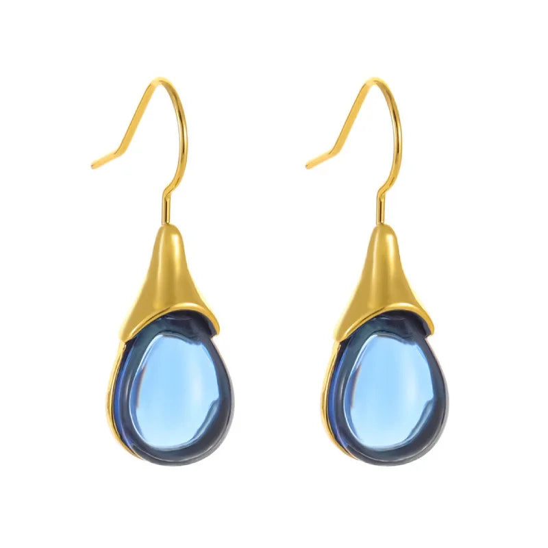 Pendientes Trendy Natural Stone Dangle Earrings Exquisite Water Drop Shape Hook Earrings For Women Wedding Engagement Jewelry
