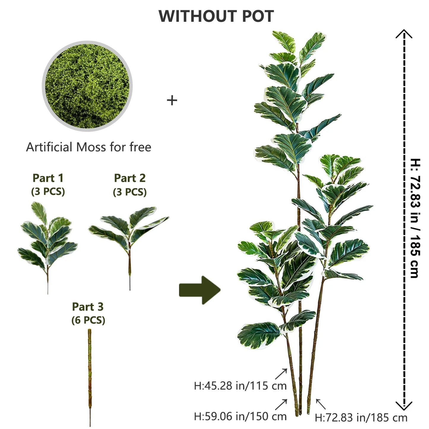 Tejesa 115-240CM New Artificial Fiddle Leaf ficus tree plant Ornament indoor Fake Plant for Home garden Room wedding Decor halloween