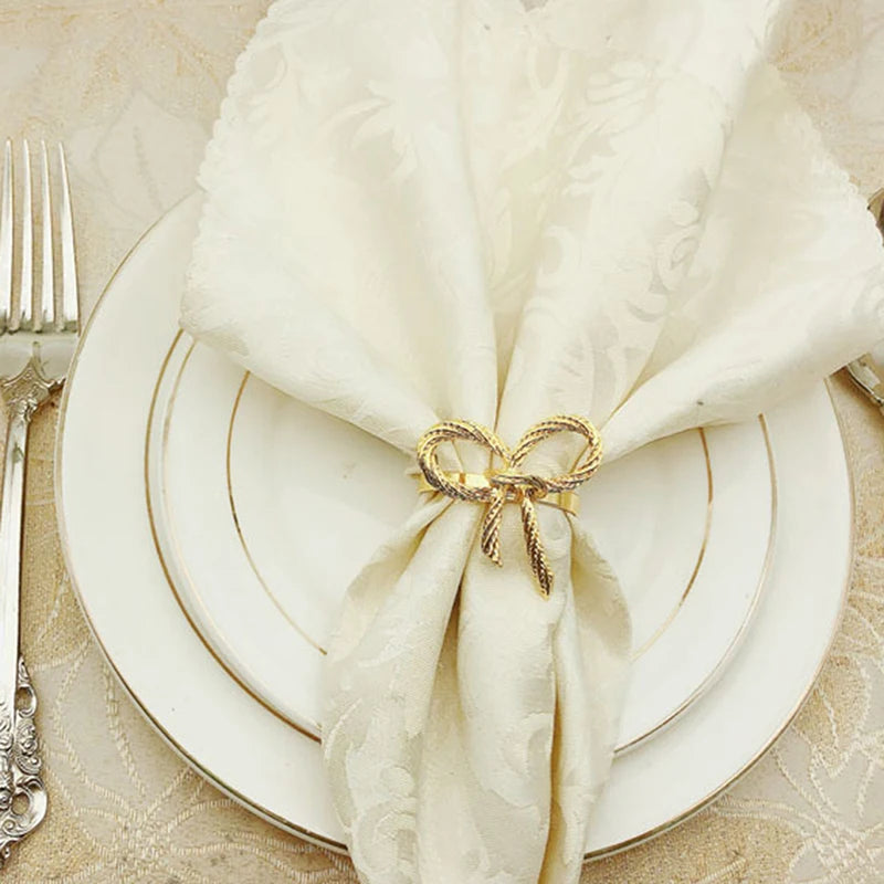 Hemasa  4 Bow Napkin Rings  for Dinner Parties/ Wedding Receptions/Home