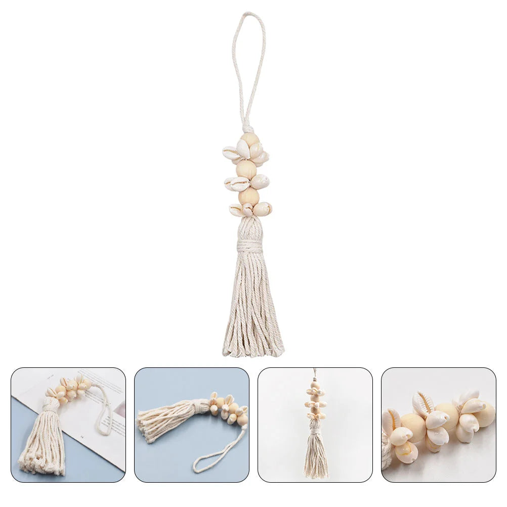 Boho Style Hanging String Beads Pendant Wood Boho Decor Boho Decorate Creative Shell Wedding Ornament Tassel Wooden Miss