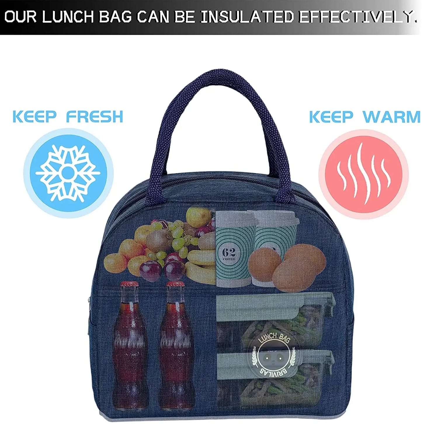 Tejesa Lunch dinner Picnic Bag Insulated bag Cooler Tote Portable Canvas Thermal Cold Food Container For men women Kids Travel Handbag