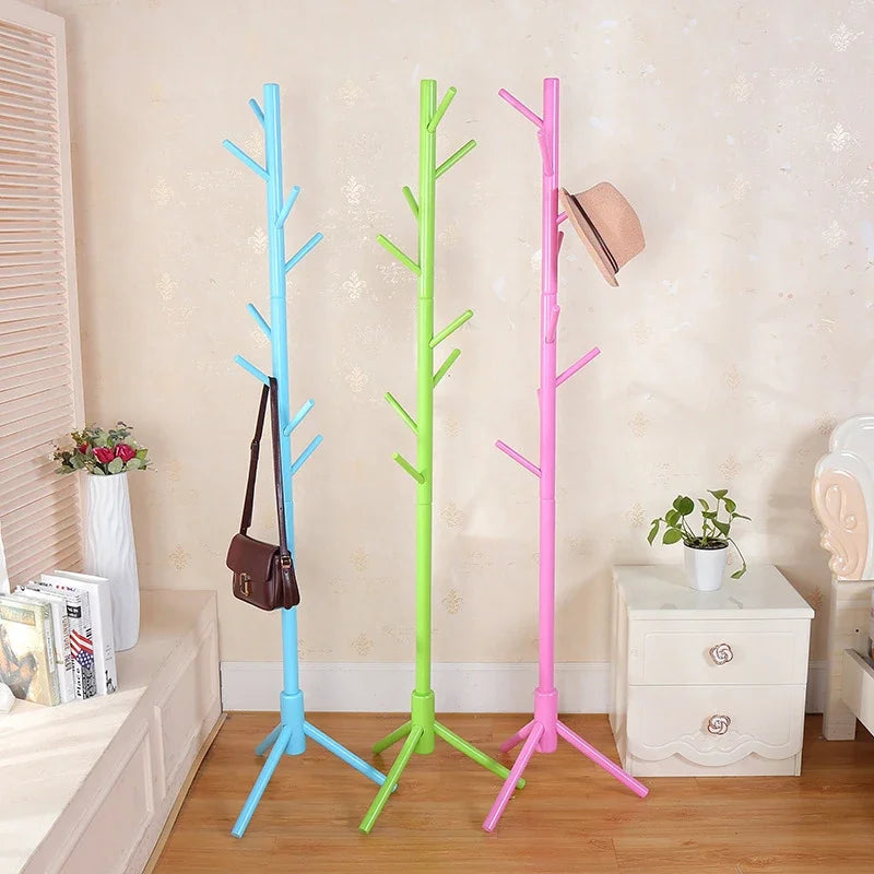 Hemasa Wood Tree Coat Rack  Floor Hanging Clothes Rack Clothes Rack Bedroom Hat Stand Home Furniture Drying Rack With 8 Hooks