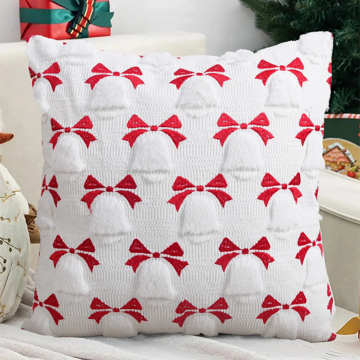 1pc Christmas Decorative Throw Cushion Set - Knitted Christmas Tree/Christmas Santa Pattern for Living Room Sofa Cushion Cover