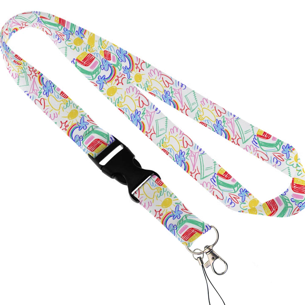 Tejesa Beautiful rainbow Lanyard Keys Chain Badge Holder ID Credit Card Pass Hang Rope Lariat Mobile Phone Charm Accessories Gifts