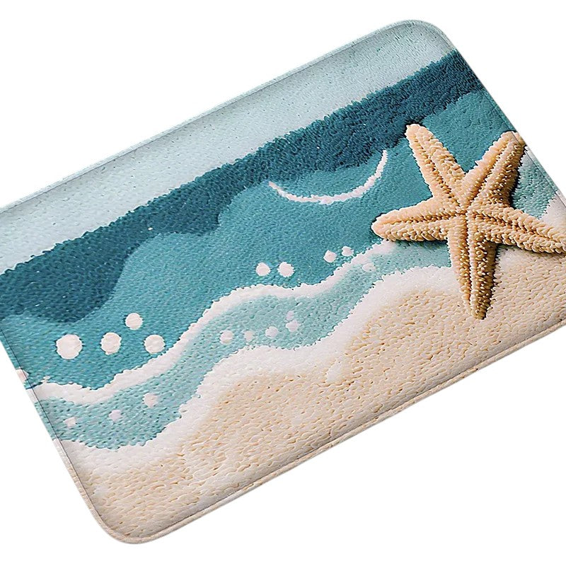 Tejesa Beach and Seaside Shower Room Carpet Toilet Water Absorbing Foot Mat Decorative Mat Bathroom Door Mat Machine Washable