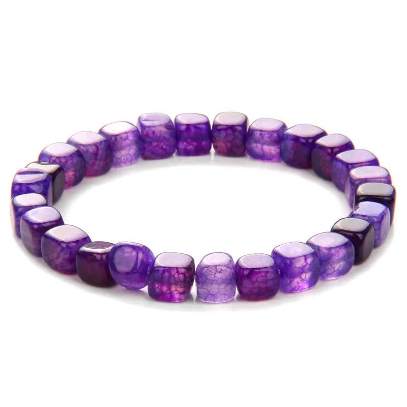 Square Tourmaline Agates Bracelets For Women Men 6mm Red Agates Round Spacer Beads Bracelet Handmade Stretch Meditation Bangles