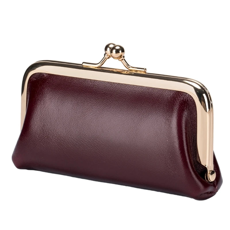 Coin Purse Bifold Lipstick Pack Change Pouch for Women Small Wallets Fashion Lady Purse Kiss Lock Wallets Vintage Clutch 517D