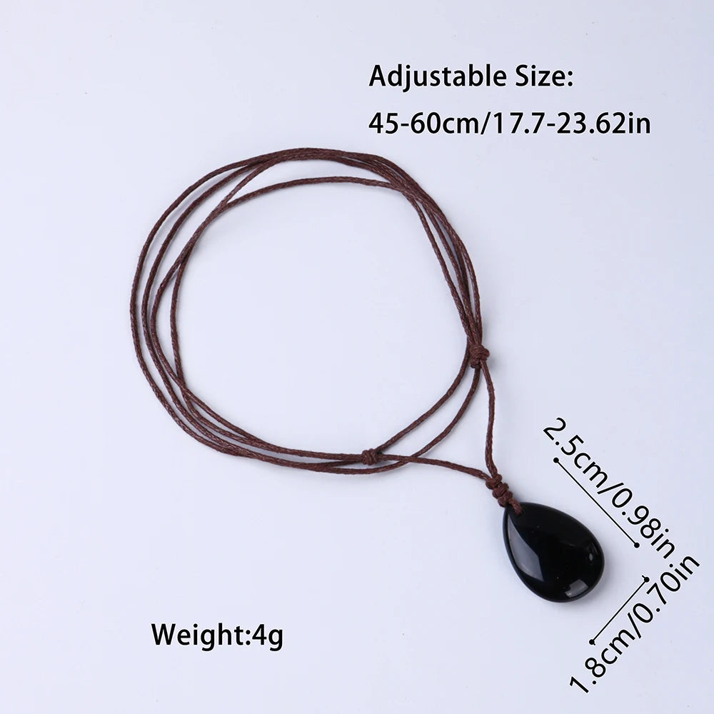 Hemasa  Fashion Adjustable Natural Stone Water Drop Pendant Necklace for Men Women Tiger Eye Stone Necklace Man Jewelry