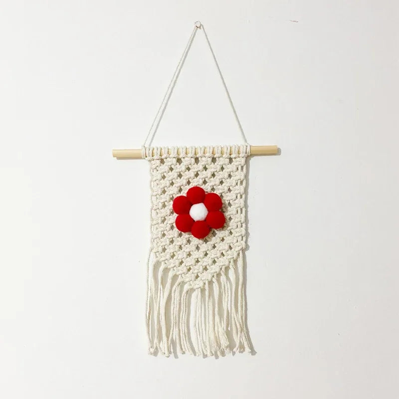 INS Handwoven Macrame Tapestry Wall Hanging Ornament for Handmade Nordic Moroccan Style Pedant Bohemian Bedroom Home Decoration