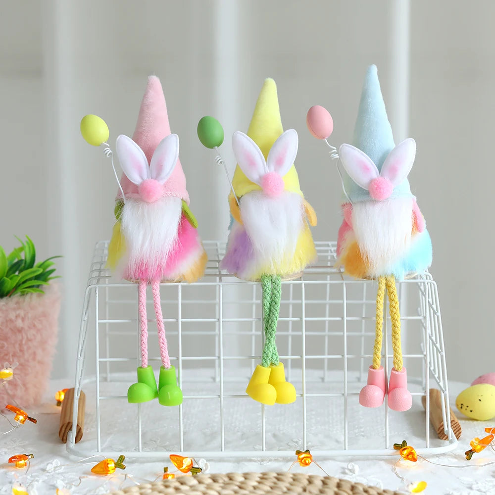 New Plush Flower Fairy Bunny Rabbit Dolls Hanging Ornaments Pink White Yellow Green Kids Girls Gifts Easter Home Decor