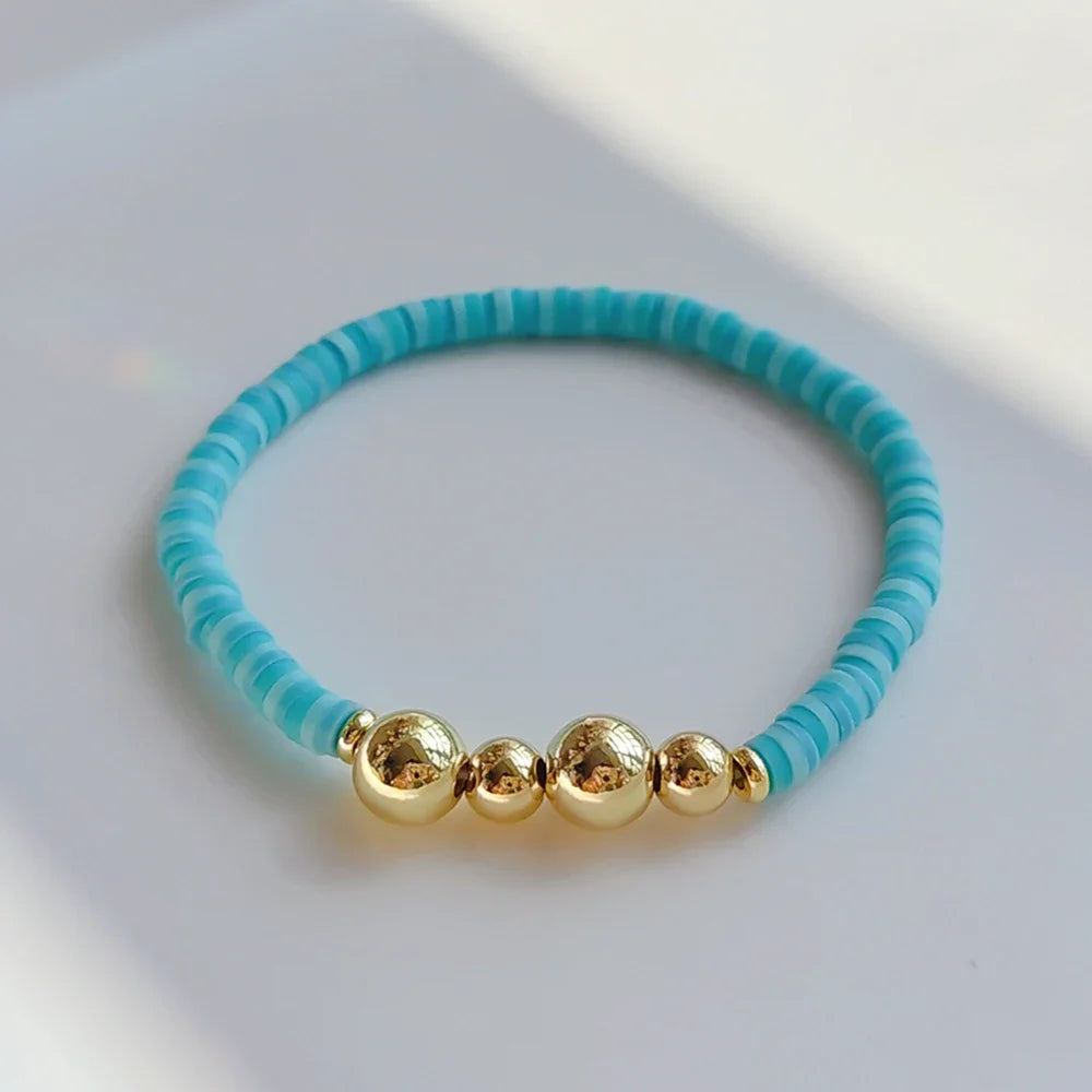 Hemasa Polymer Clay Disc Beads Bracelet Jewelry for Women Girl