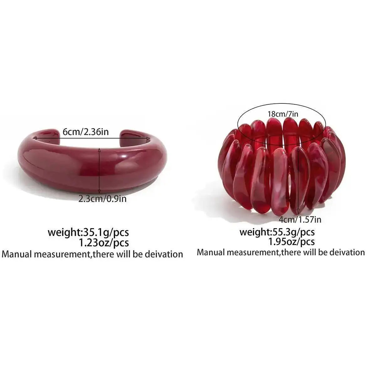 Salircon Boho Red Acrylic Resin Chunky Bangles Women on Hand Trendy Irregular Geometric Charm Wide Hip Hop Cuff Bracelet Jewelry