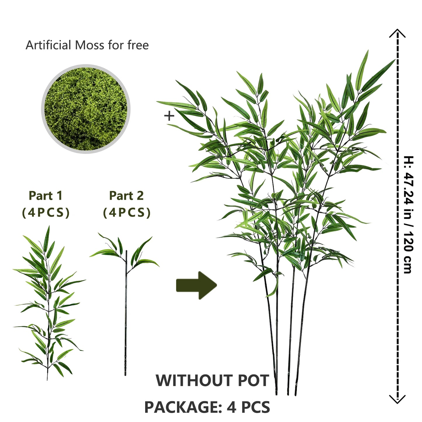 Tejesa 120-240CM New Artificial Green Bamboo Branches plant Fake Plastic indoor outdoor faux plants for Home wedding garden room decor