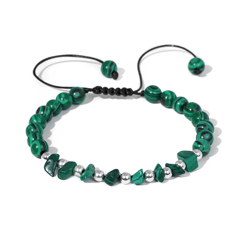Tejesa Irregular Natural Gem Crystal Stone Beads Bracelet Braided Obsidian Aventurine Amethysts Aquamarin Opal Chip Bracelets For Women