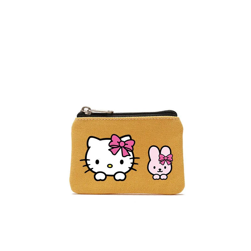 Cartoon Hellos Kittys Coin Purse Canvas Bag Card Bag Simple Fabric Coin Small Bag Cotton Storage Bags for Children's Gifts