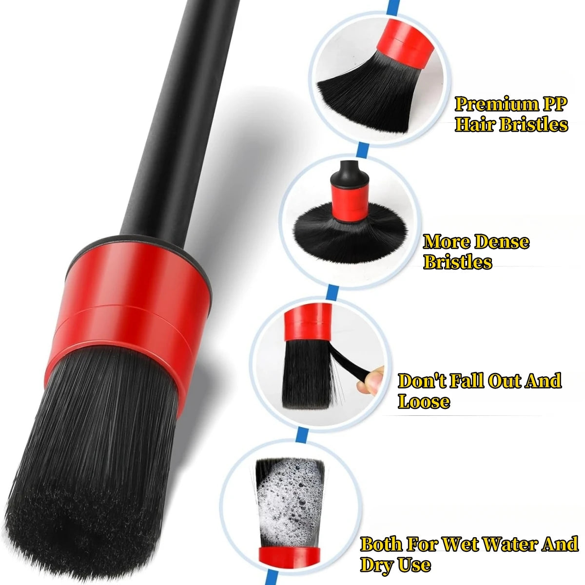 Tejesa 6Pcs Car Wash Care Detailing Brush Set For Cleaning Wheels Dashboards Vents And More Car Cleaning Brushes Car Accessories