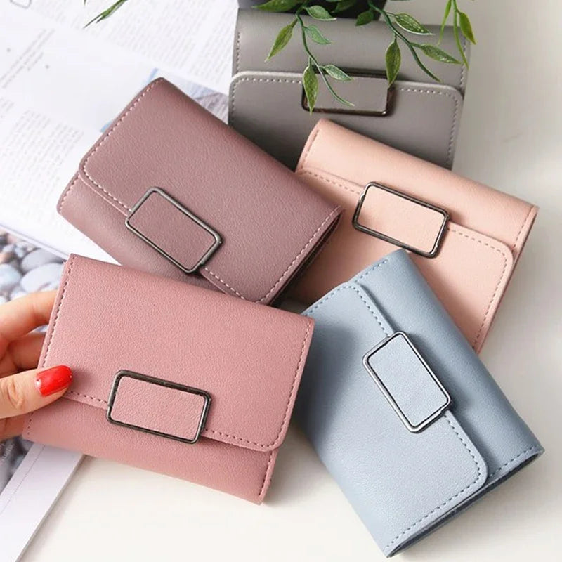 Women Wallet Black/blue/pink Short Female Purse Fashion Credit Card Holder Wallet Case PU Leather Coin Purse 2022 Money Card Bag