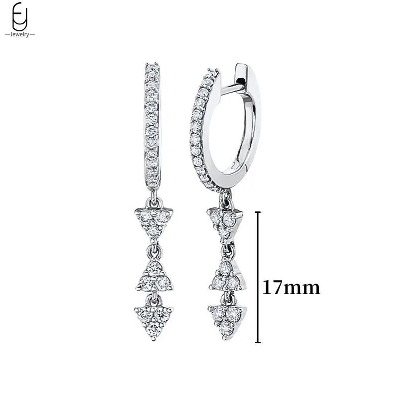 Hemasa 925 Sterling Silver Ear Buckles Fashion Hoop Earrings /White Crystal Luxury Women's Earrings Wedding Women's Jewelry Premium Gift
