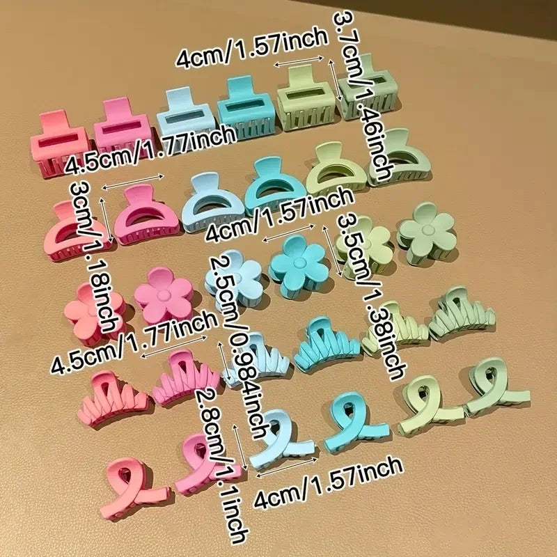 Tejesa 30Pcs Polychrome Frosted Hair Clips Small Flower Shark Clip Suitable Daily Casual Wear Headwear Women'S Girls Hair Accessories